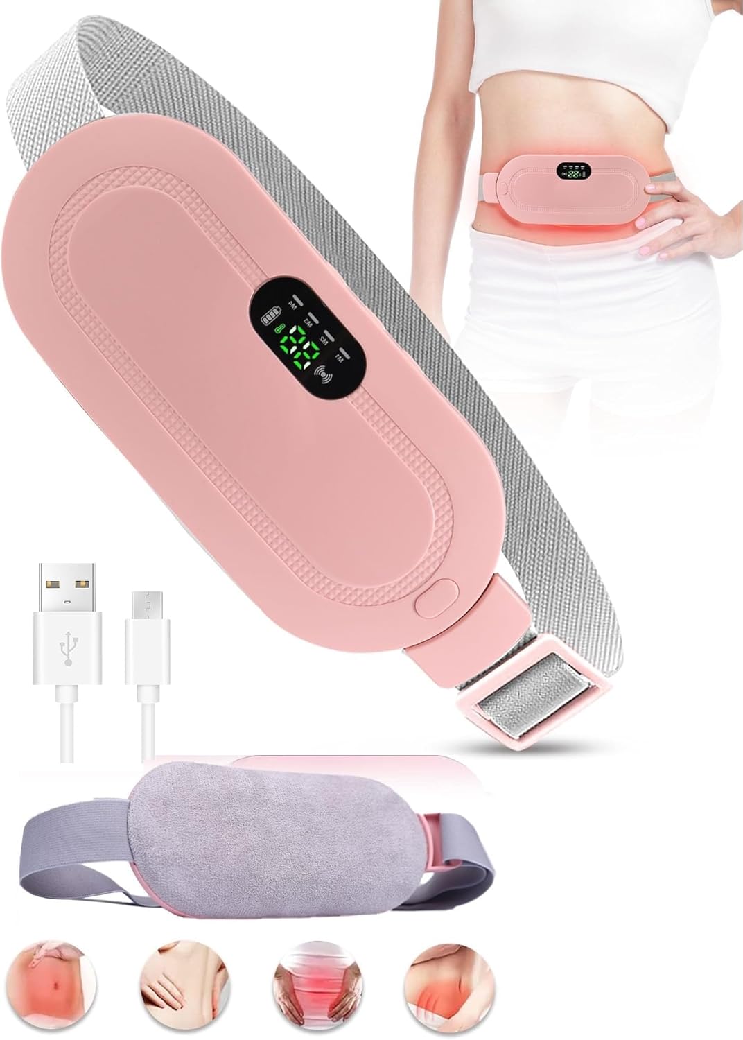 Period Cramp Relief Massager with Heating Pad for Back Pain|Cramp Free- Period Cramp Relief Heater & Massager|Works As Periods Pain Relief|Periods Cramps,Back/Belly Heating Pad